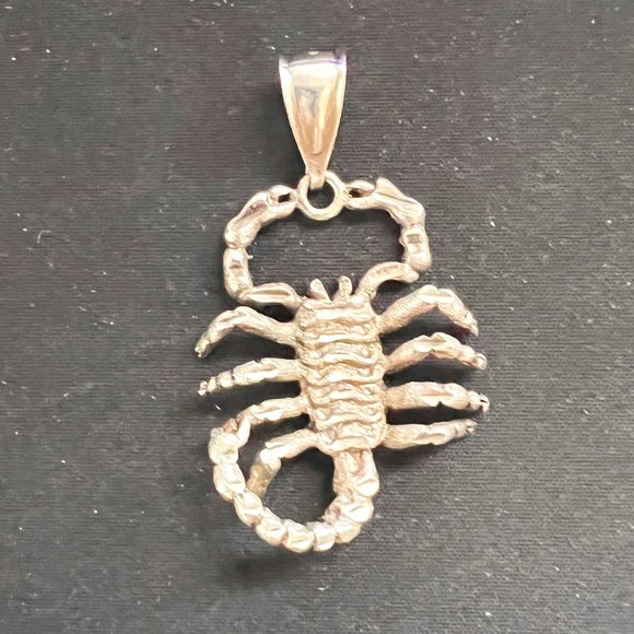 Vintage Solid 925 Sterling Large Scorpion Scorpio Astrological Signed Pendant